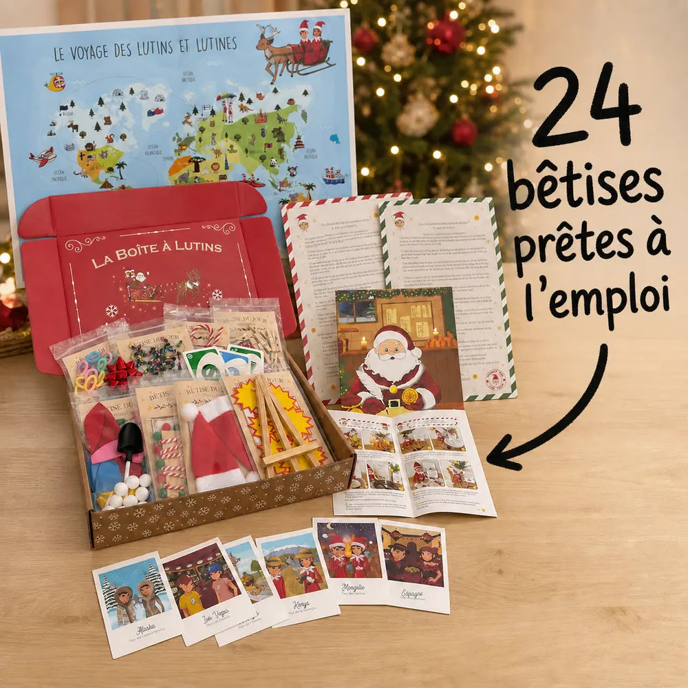Les 24 bêtises prêtes à l'emploi dans la box complète Lutin Farceur