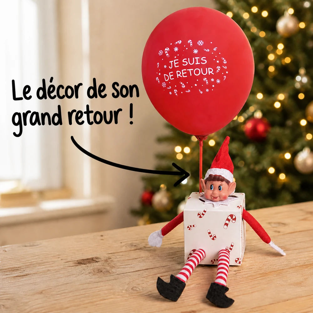 Le décor du grand retour du Lutin Farceur, lutin et ballon