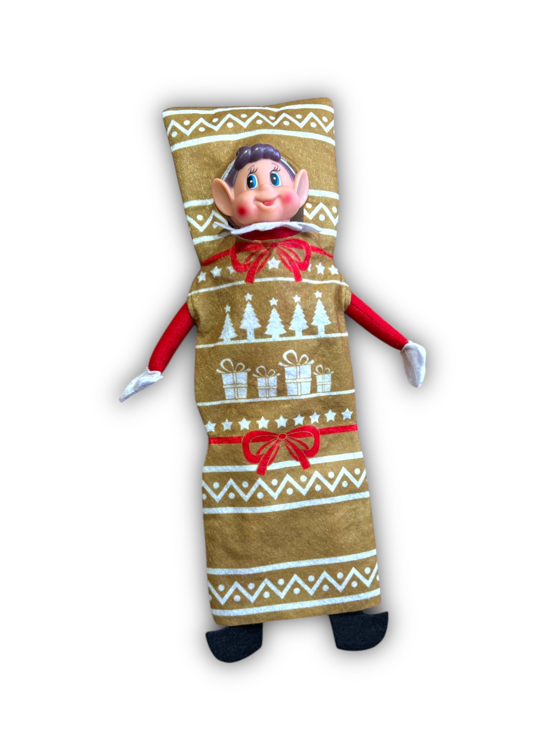Costume Emballage Cadeau de Noël doré