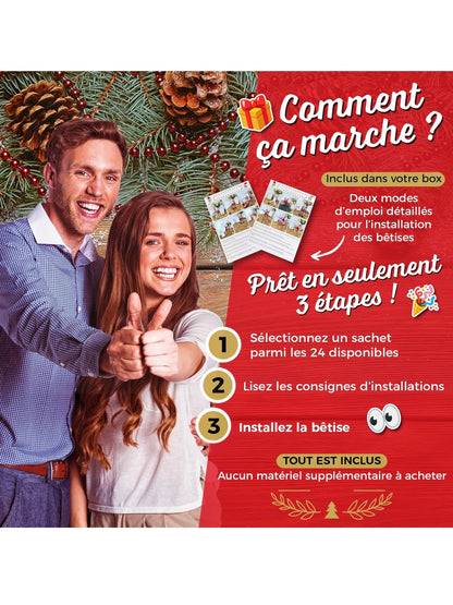 Comment ça marche en trois étapes : choisir un sachet, lire les consignes, installer la bêtise