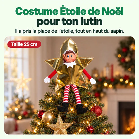 Costume Lutin Farceur Étoile de Noël : Il a pris la place de l'étoile, tout en haut du sapin.