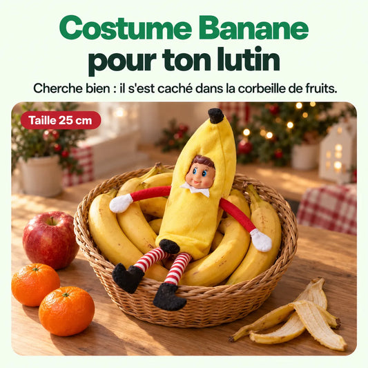 Costume Lutin Farceur Banane : Cherche bien : il s'est caché dans la corbeille de fruits.