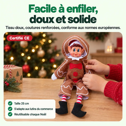 Costume Lutin Farceur Pain d'Épices : Facile à enfiler, doux et solide