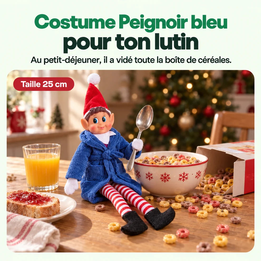 Costume Lutin Farceur Peignoir Bleu : Au petit-déjeuner, il a vidé toute la boîte de céréales.
