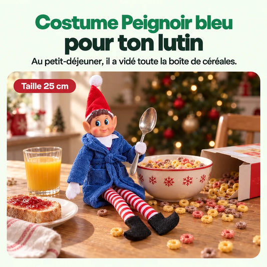 Costume Lutin Farceur Peignoir Bleu : Au petit-déjeuner, il a vidé toute la boîte de céréales.