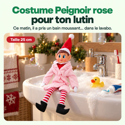 Costume Lutin Farceur Peignoir Rose : Ce matin, il a pris un bain moussant… dans le lavabo.