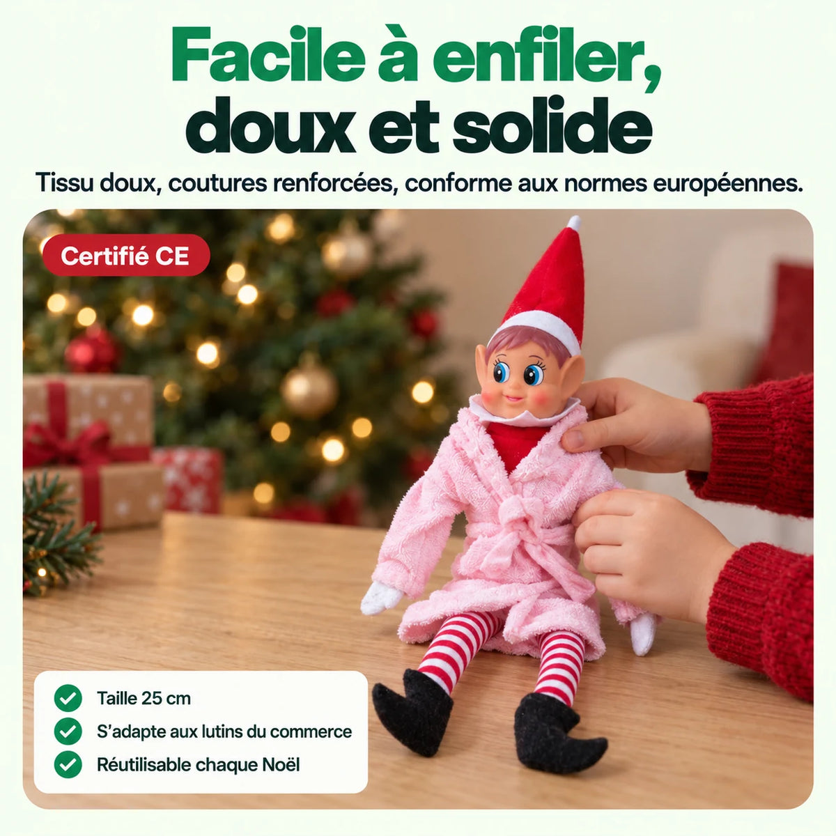 Costume Lutin Farceur Peignoir Rose : Facile à enfiler, doux et solide