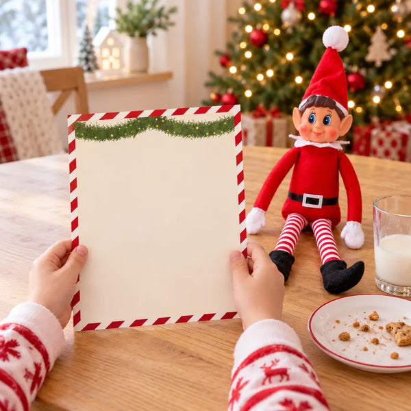 Au réveil, un enfant prend le papier laissé par son lutin
